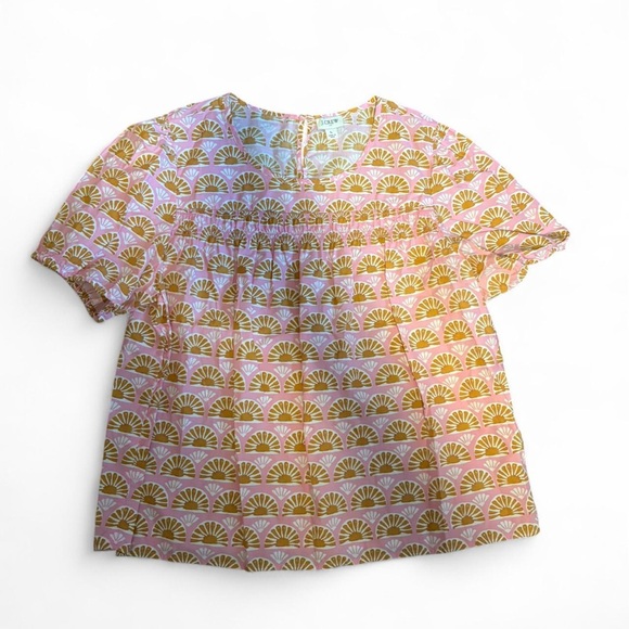 J.Crew Pink and Tan Geometric Blouse - Picture 2 of 3
